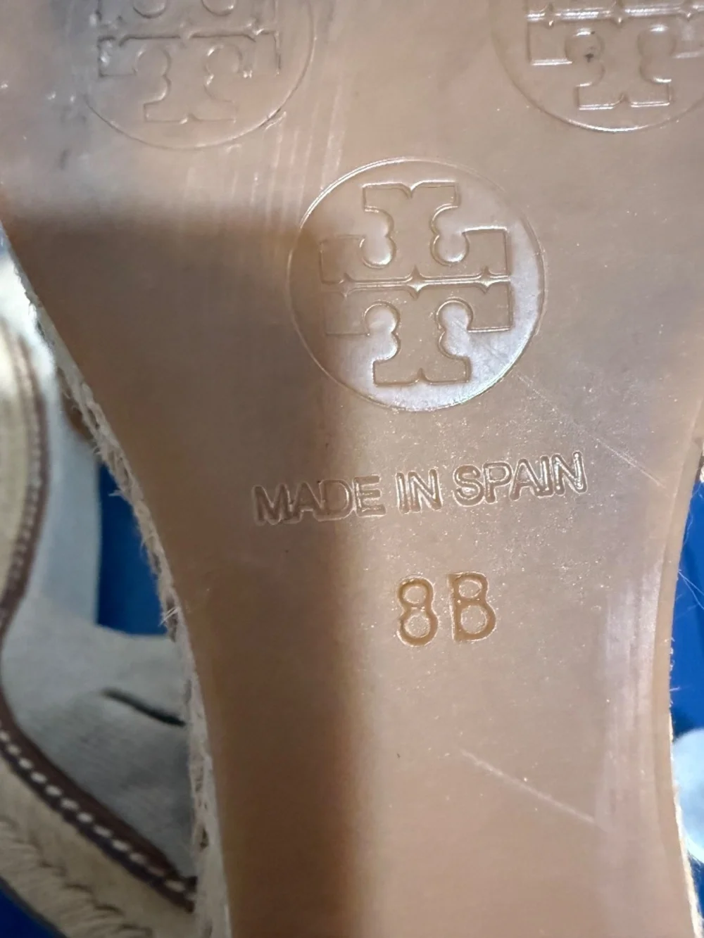Tory Burch Knotted Linen Espadrille Wedge Sandal Gold Natural 8B Ankle Strap